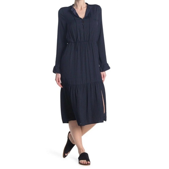 NSR Lexi Button Front Midi Dress Navy Blue Size XL NWT - Picture 1 of 4
